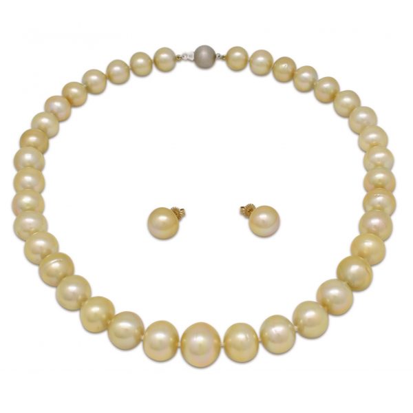 Gold Pearl Strand and matching gold Pearl earrings