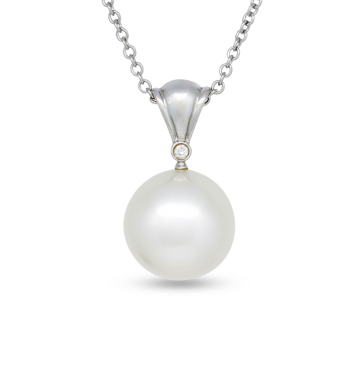 18ct White Gold, Pearl and Diamond Pendant • Regent Pearls, Broome WA