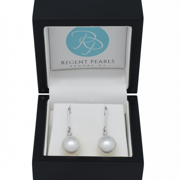Australian Pearl and Diamond Earrings in Display Box