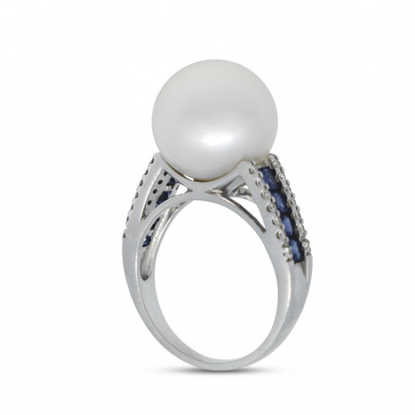 Pearl Diamond and Sapphire Ring