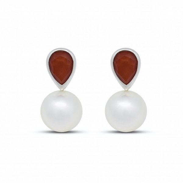 Pearl and Red Ochre Earrings
