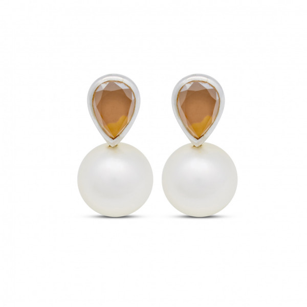 Pearl and Ochre Earrings