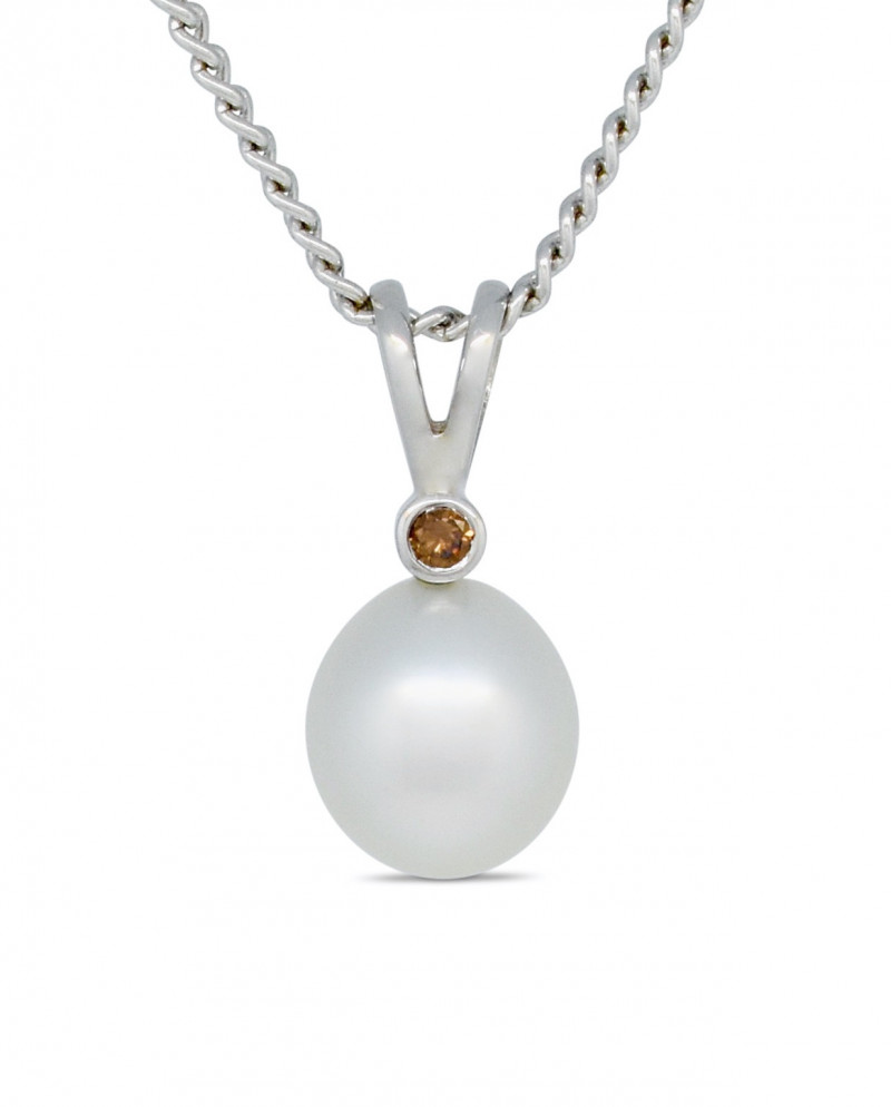 Gold Pearl and Diamond Pendant