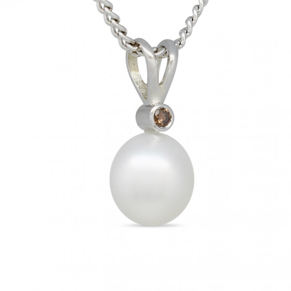 Gold Pearl and Diamond Pendant