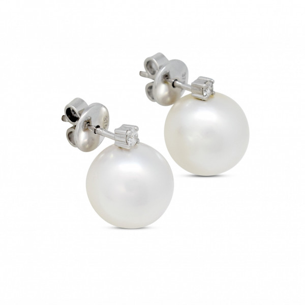 Diamond and Pearl Stud Earrings